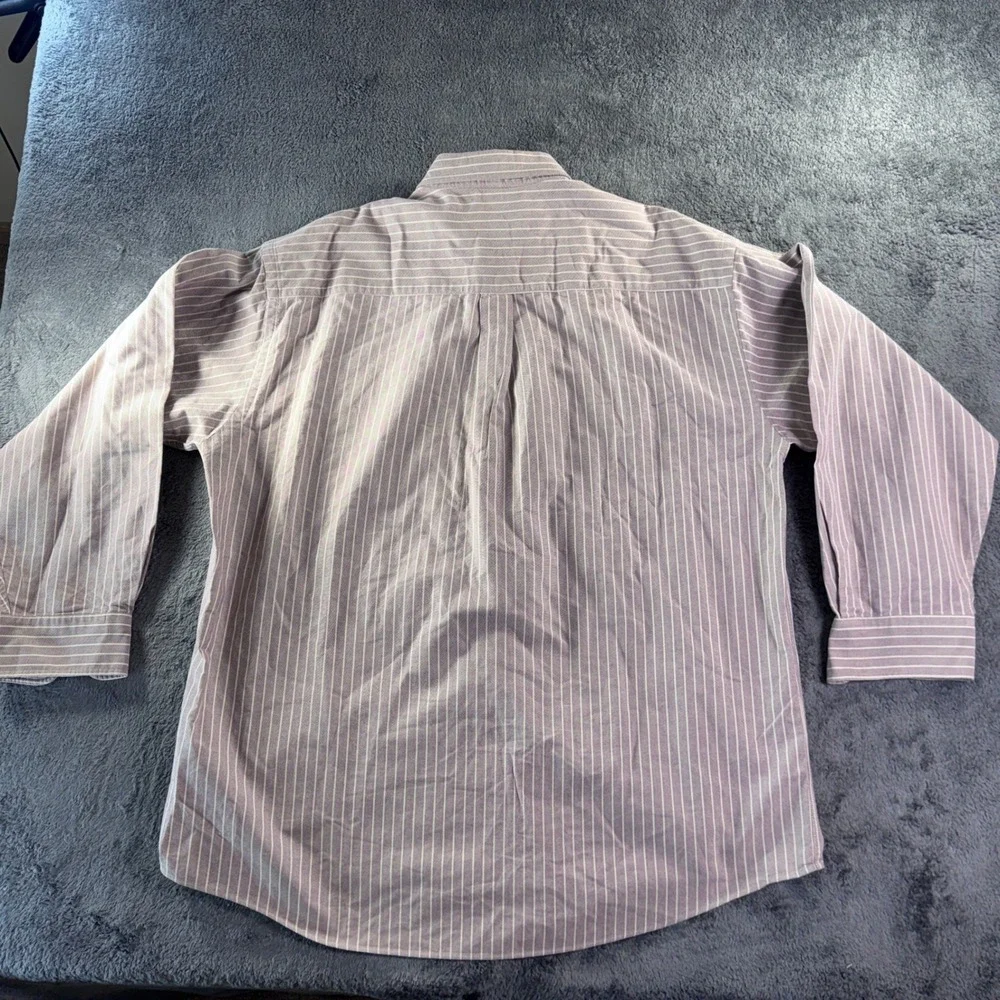 Vintage HUNT CLUB Oxford Shirt 17 34/35 Striped Mauve GRANDPA CORE Cotton - Picture 5 of 5